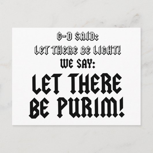 laten we purim zien briefkaart (Voorkant)