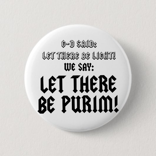 laten we purim zien ronde button 5,7 cm (Voorkant)