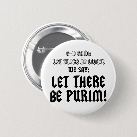 laten we purim zien ronde button 5,7 cm (Voorkant /achterkant)