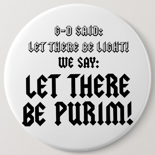 laten we purim zien ronde button 6,0 cm (Voorkant)