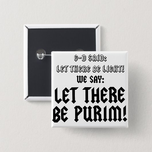 laten we purim zien vierkante button 5,1 cm (Voorkant /achterkant)