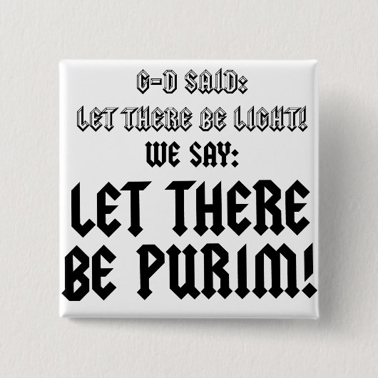 laten we purim zien vierkante button 5,1 cm (Voorkant)