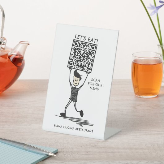 Laten we QR-code eten Reclamebord Met Voetstuk (Insitu)