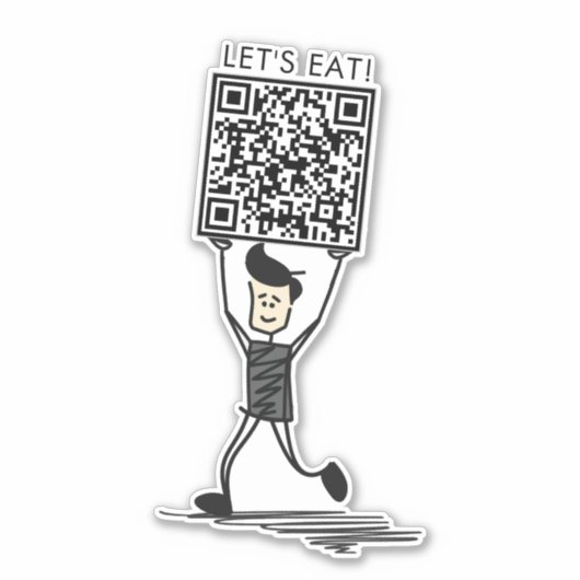 Laten we QR Code Vinyl eten Sticker (Voorkant)