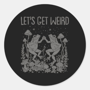 Laten we rare dansende kikkers paddenstoelen grapp ronde sticker