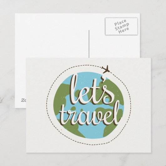 Laten we reizen briefkaart (Voorkant / Achterkant)
