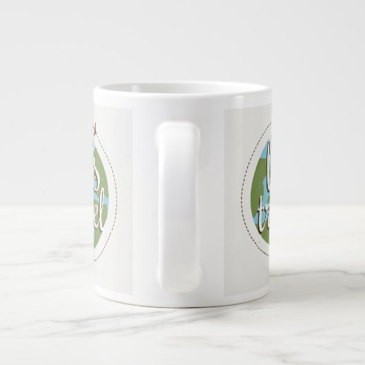 Laten we reizen grote koffiekop (Achterkant)