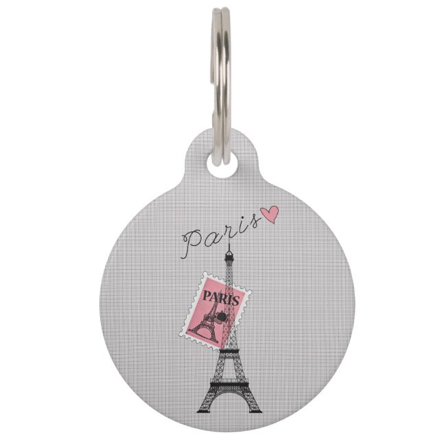 Laten we reizen naar de Parijse Eiffeltoren, Stamp Huisdierpenning (Achterkant)