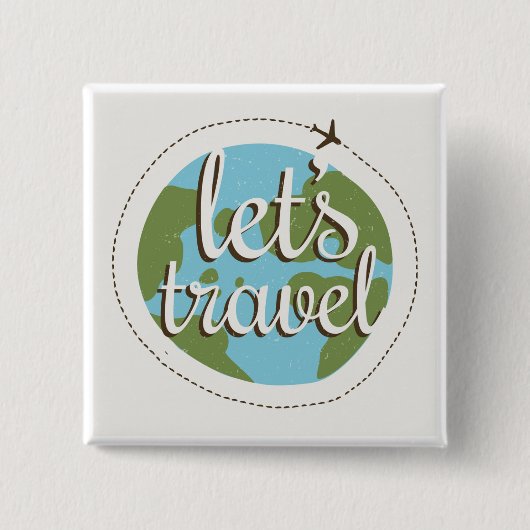 Laten we reizen vierkante button 5,1 cm (Voorkant)