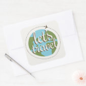 Laten we reizen vierkante sticker (Envelop)