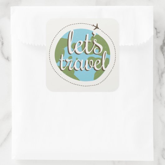 Laten we reizen vierkante sticker (Tas)