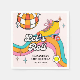 Laten we Retro Roller Schaats Meisje Verjaardag Ro Servet