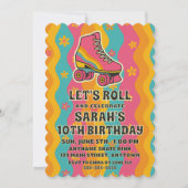 Laten we Retro Roller Schaats Meisje Verjaardagsfe Kaart (Voorkant)