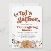 Laten we Retro Typografie Thanksgiving Diner Verza Kaart (Voorkant)
