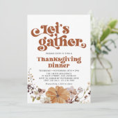 Laten we Retro Typografie Thanksgiving Diner Verza Kaart (Staand voorkant)