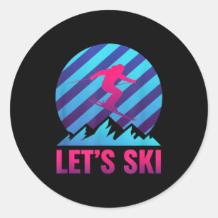 Laten we retro vaporwave skien skien nostalgie ber ronde sticker
