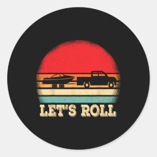 Laten we Retro Varend Boot Kapitein Rollen Ronde Sticker