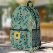 Laten we rijden modern groen fiets patroon bedrukte rugzak