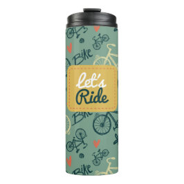Laten we rijden modern groen fiets patroon thermosbeker