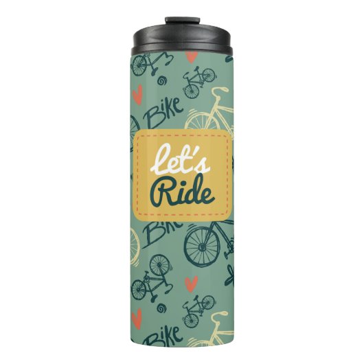Laten we rijden modern groen fiets patroon thermosbeker (Voorkant)