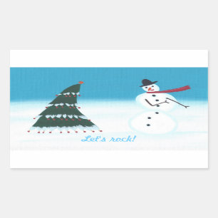 Laten we rock, kerstboom sneeuw Man Stickers