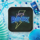 Laten we Rock Lightning Bolt 2 Papieren Bordje (Feest)