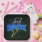 Laten we Rock Lightning Bolt 2 Papieren Bordje (Feest)