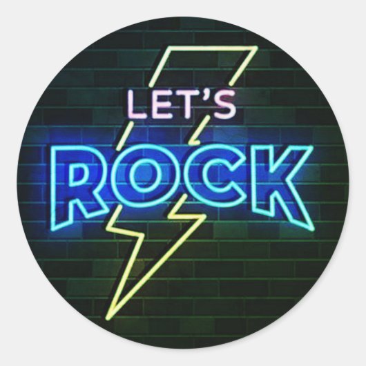 Laten we Rock Lightning Bolt 2 ronde Ronde Sticker (Voorkant)