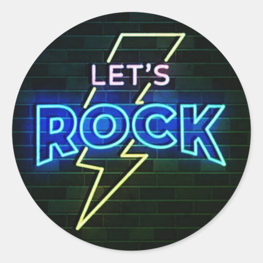 Laten we Rock Lightning Bolt 2 ronde Sticker (Voorkant)