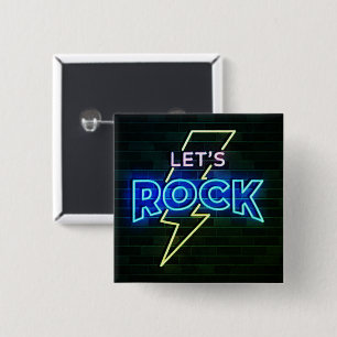 Laten we Rock Lightning Bolt 2 Vierkante Button 5,1 Cm