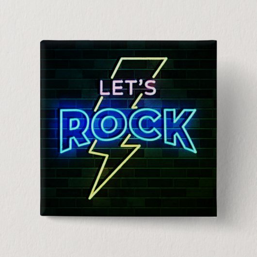 Laten we Rock Lightning Bolt 2 Vierkante Button 5,1 Cm (Voorkant)