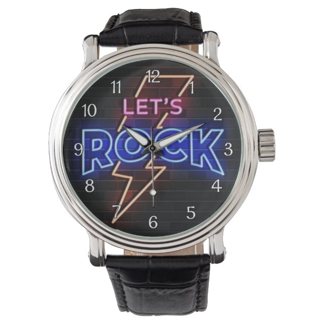 Laten we Rock Lightning Bolt Horloge (Voorkant)