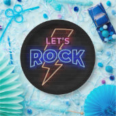 Laten we Rock Lightning Bolt Papieren Bordje (Feest)