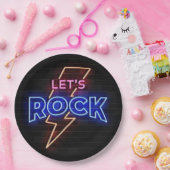 Laten we Rock Lightning Bolt Papieren Bordje (Feest)