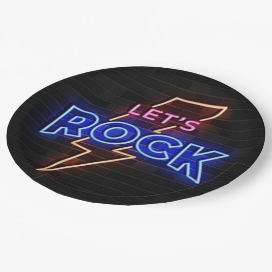 Laten we Rock Lightning Bolt Papieren Bordje (Gekanteld)