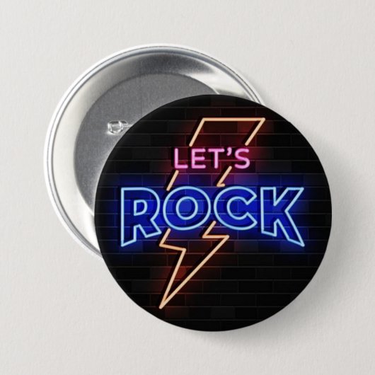 Laten we Rock Lightning Bolt Ronde Button 7,6 Cm (Voorkant /achterkant)