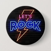 Laten we Rock Lightning Bolt Ronde Button 7,6 Cm (Voorkant)