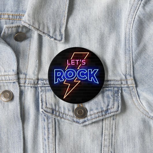 Laten we Rock Lightning Bolt Ronde Button 7,6 Cm (In situ)