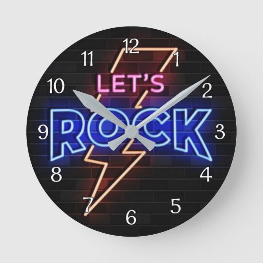 Laten we Rock Lightning Bolt Ronde Klok (Voorkant)