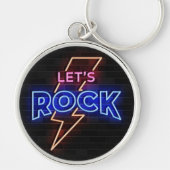 Laten we Rock Lightning Bolt Round Sleutelhanger (Voorkant)