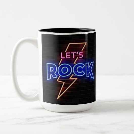 Laten we Rock Lightning Bolt Tweekleurige Koffiemok (Links)