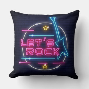 Laten we Rock Retro Neon Kussen