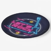 Laten we Rock Retro Neon Papieren Bordje (Gekanteld)