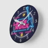 Laten we Rock Retro Neon Ronde Klok (Hoek)