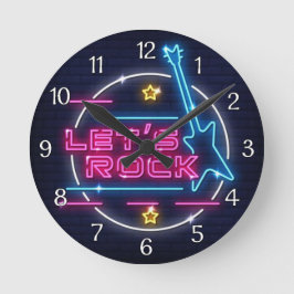 Laten we Rock Retro Neon Ronde Klok
