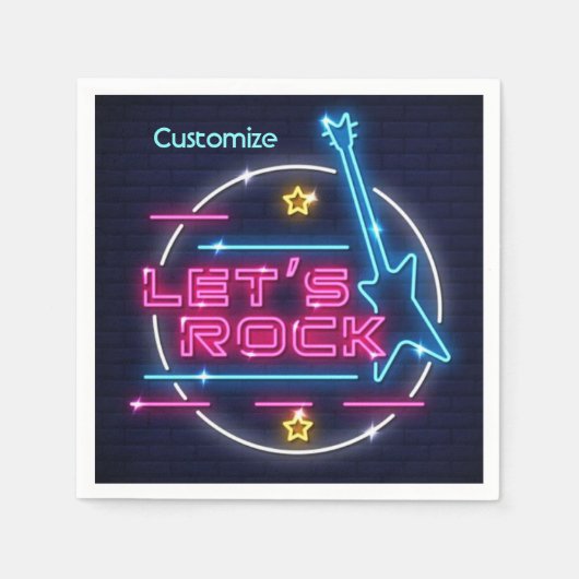 Laten we Rock Retro Neon Servet (Voorkant)