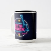 Laten we Rock Retro Neon Tweekleurige Koffiemok (Voorkant links)