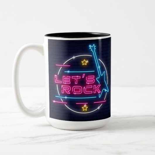 Laten we Rock Retro Neon Tweekleurige Koffiemok (Links)