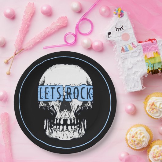 Laten we Rock Skull Papieren Bordje (Feest)