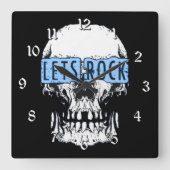 Laten we Rock Skull Vierkante Klok (Voorkant)